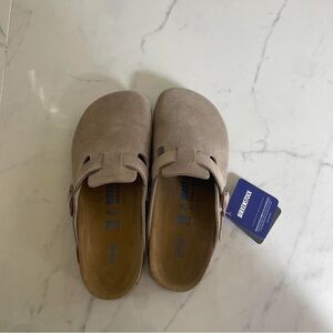 Birkenstock Light Brown Suede Clogs